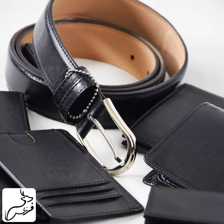 ست مردانه کیف و کمربند چرم کد 105
