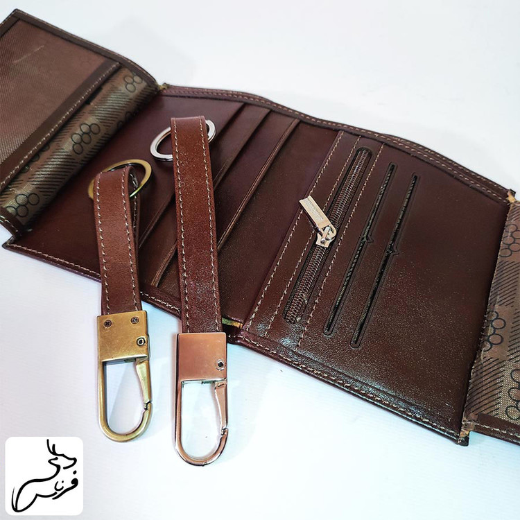 ست کیف پول و جاکلیدی در دوسایز چرم طبیعی کد 145