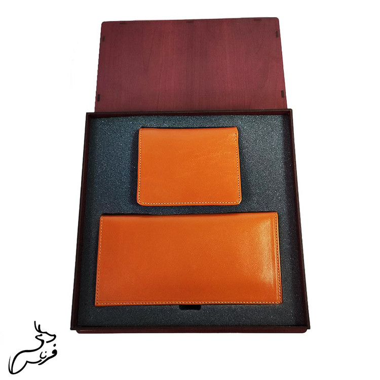 ست کیف پول جیبی و کتی چرم طبیعی کد 152
