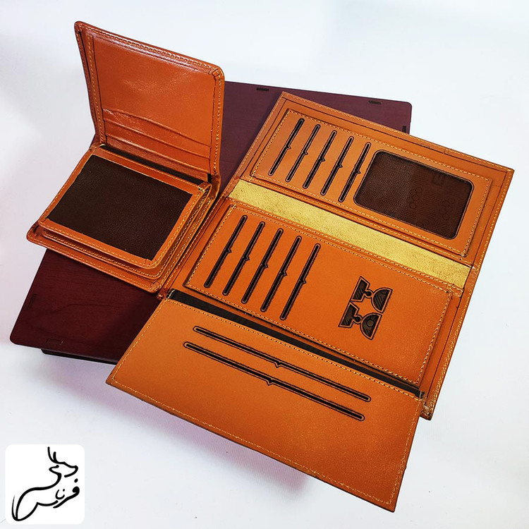 ست کیف پول جیبی و کتی چرم طبیعی کد 152