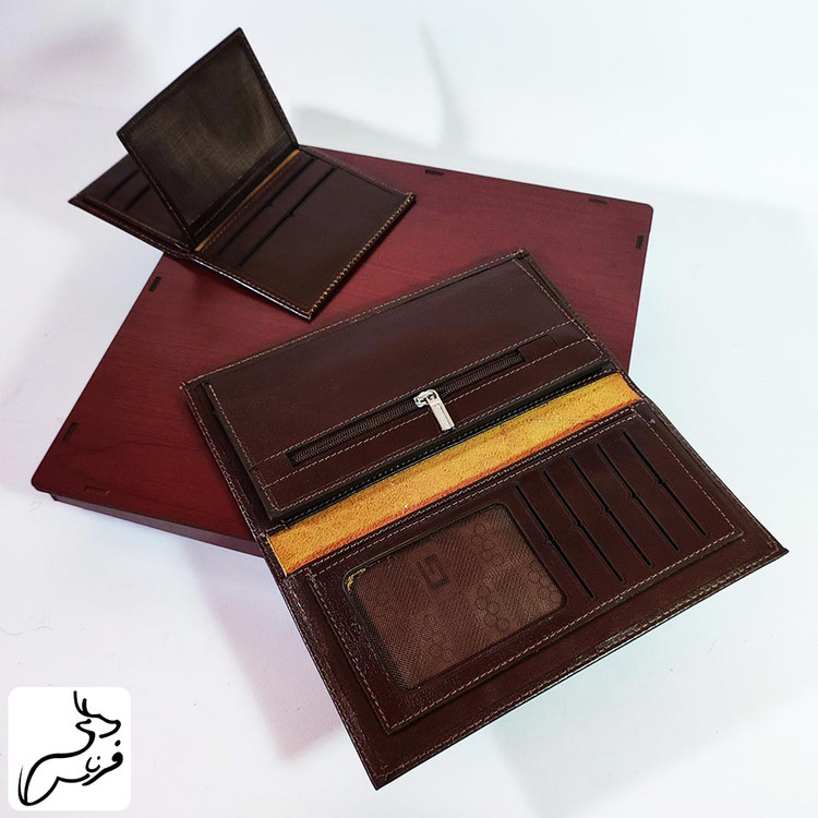 ست کیف پول جیبی و کتی چرم طبیعی کد 154
