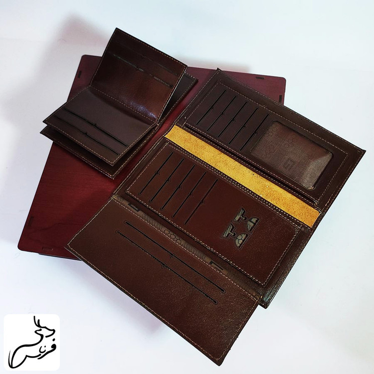 ست کیف پول جیبی و کتی چرم طبیعی کد 154