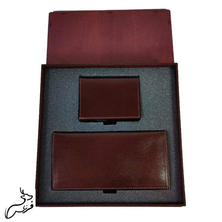 ست کیف پول جیبی و کتی چرم طبیعی کد 154