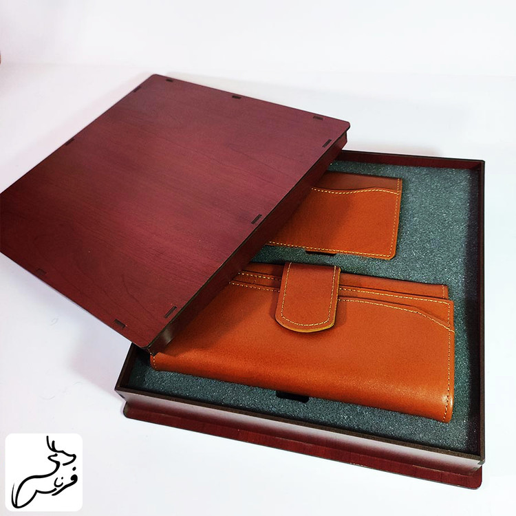 ست کیف پول و جاکارتی چرم طبیعی کد 155